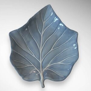 WAVERLY Hand Painted Ceramic Leaf Shape Decorative Dish |‎ EUC